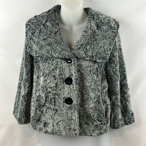 Cabi Chinchilly Gray Crop Jacket Party Dress Coat Plush Faux Fur Size S‎